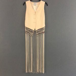 Cream linen beaded vest